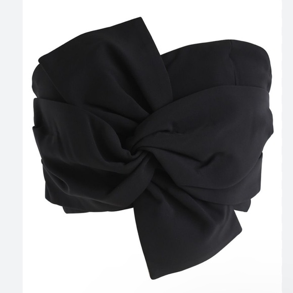 Chicwish | Womens Black Strapless Twisted Sweet Knot Bustier Top - Size S - Picture 2 of 12